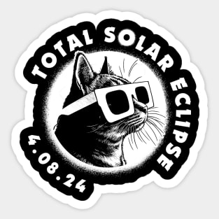 April 8 2024 Total Solar Eclipse cat Sticker